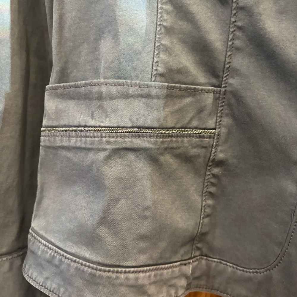 WHBM $160 Metallic Trim Utility Jacket 14 Slate Blue Stretch like new - Picture 5 of 12